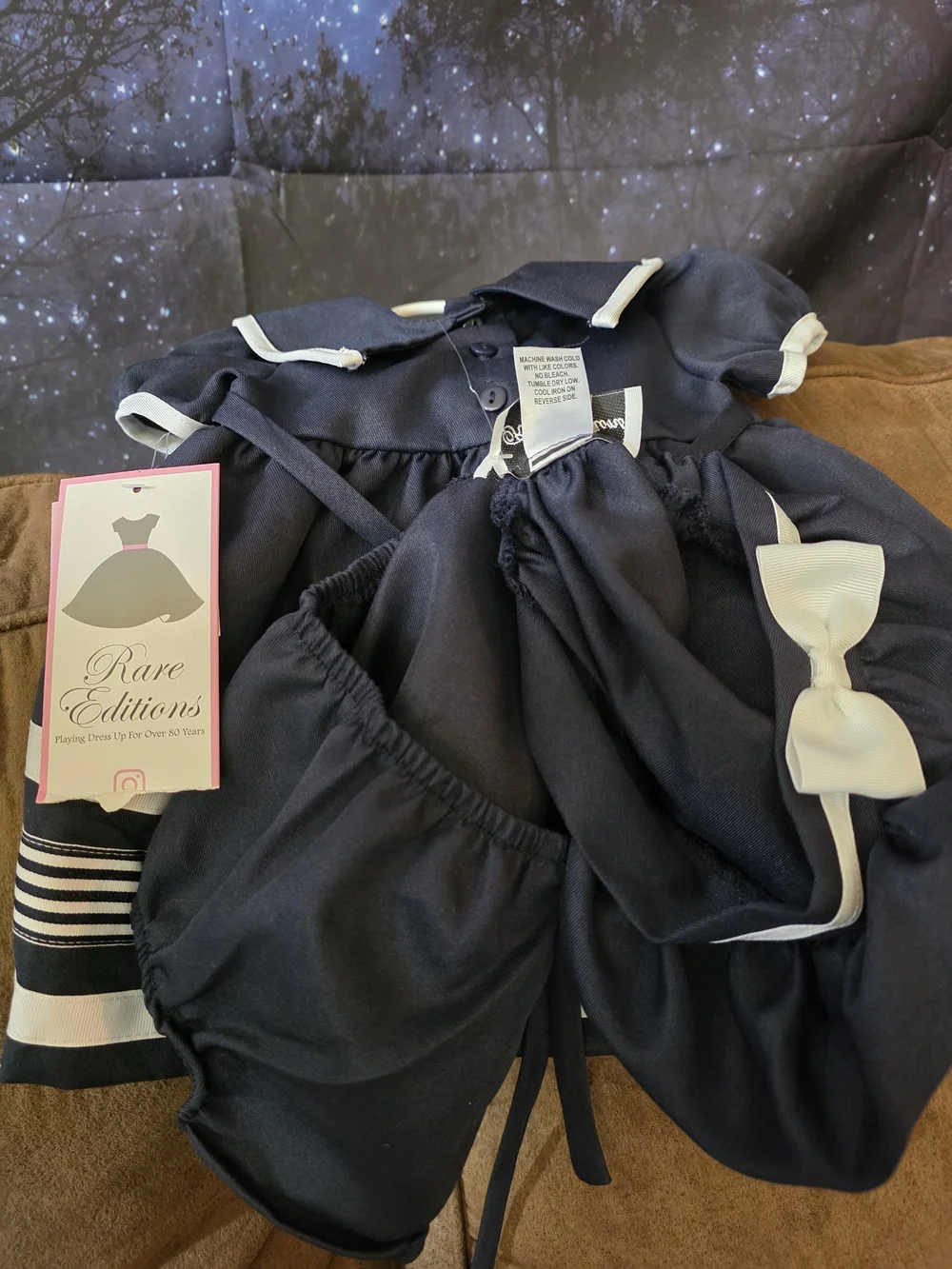 Rare Editions Navy and White Sailor Dress with Bow